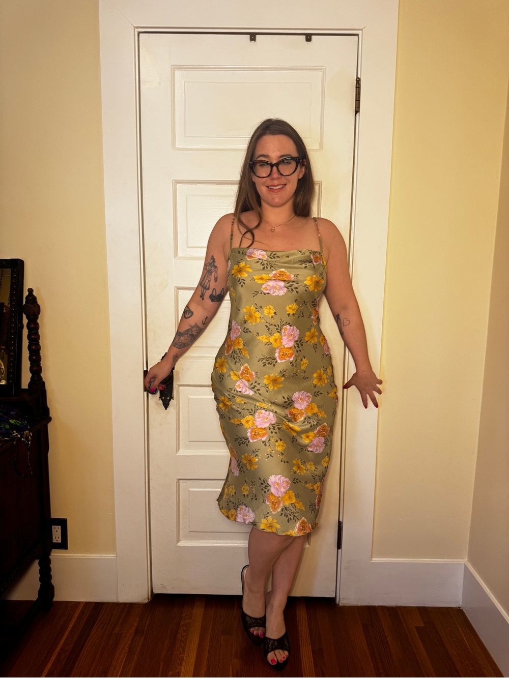 Y2K Vintage Bebe Bias Cut Floral Dress Sz Sm